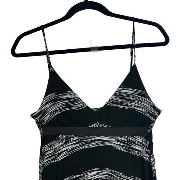 Striped Maxi Slip Dress Black White Small Lined Adjustable Long Boho City Chic - Picture 7 of 14
